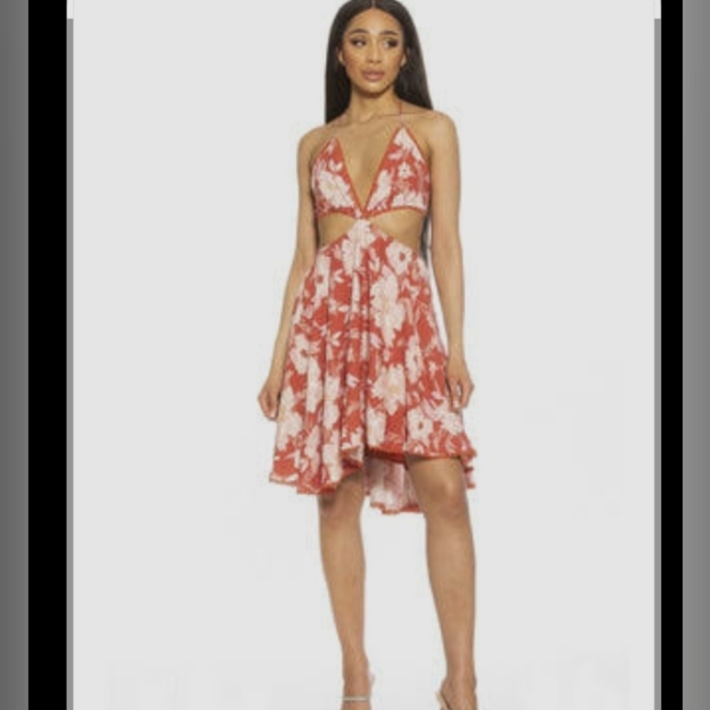 Alexia Admor Floral Cutout‎ High Low Dress
